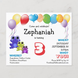 Lámina Ranas Cute Globos Niños Cualquier Cumpleaños De Ed