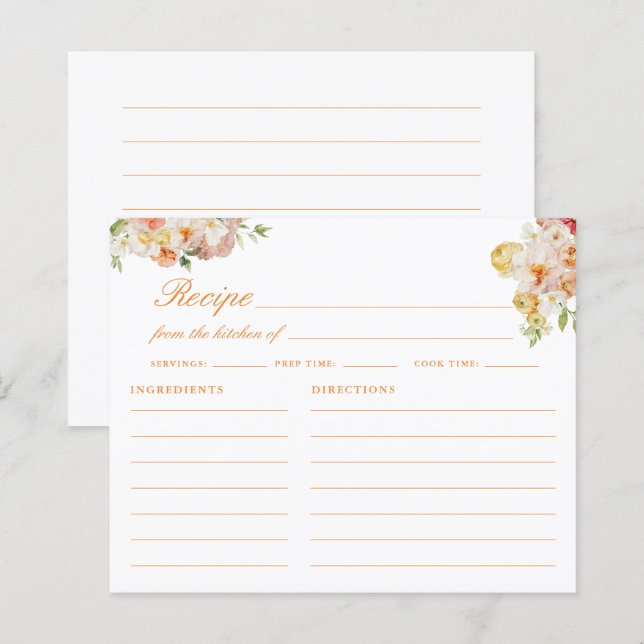 Lámina Ranunculus Bridal Shower Recipe Card (Anverso / Reverso)