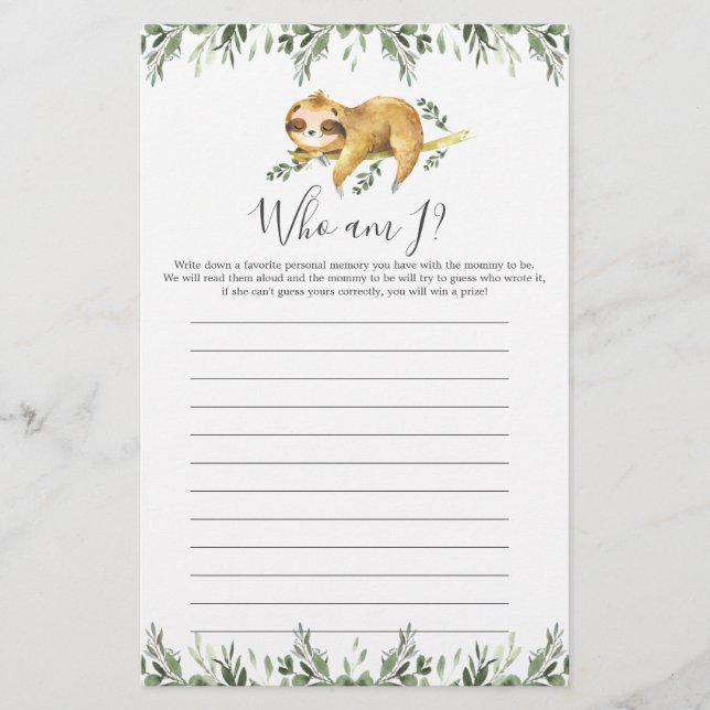 Lámina Ranura Baby Shower ¿Quién soy yo? (Anverso)