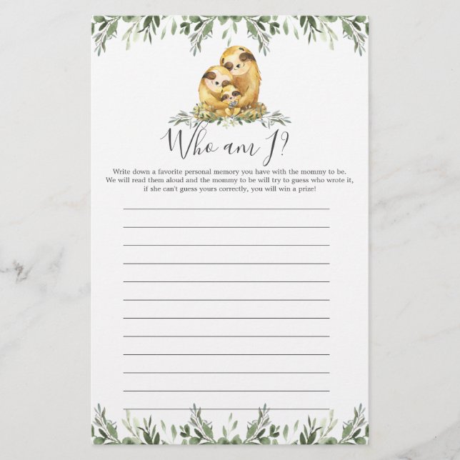 Lámina Ranura Baby Shower ¿Quién soy yo? (Anverso)