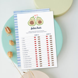 Lámina Rasgos Neutrales Baby Shower Twins de aguacate