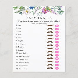 Lámina Rasgos para bebés | Juego Baby Shower