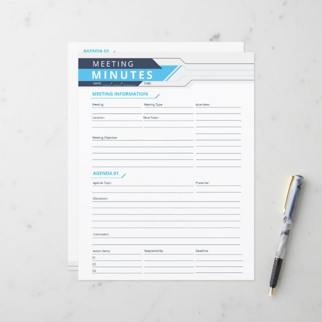 Lámina Rastreador de minutos de reunión (Anverso/Reverso In Situ)