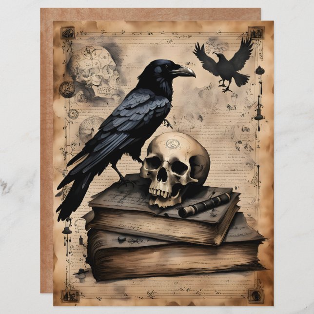 Lámina Raven and Skull Magic Scrapbook Paper (Anverso / Reverso)