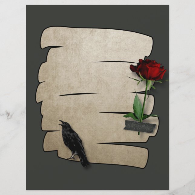 Lámina Raven Rosa de papel Craft Gótico Scrapbook (Anverso)