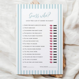 Lámina Rayas azules Baby Shower adivina quién es el juego