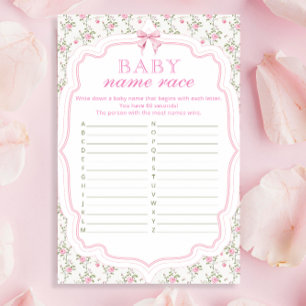 Lámina Raza de nombre de arco rosado Juego de Baby Shower