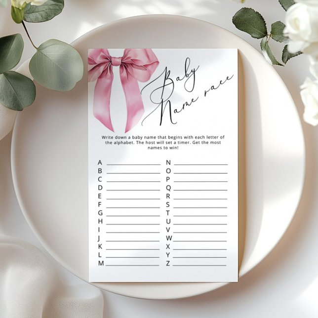 Lámina Raza del nombre del bebé Pink Bow elegante ducha d (Subido por el creador)
