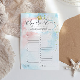 Lámina "Raza por el nombre del bebé" Revelación de género