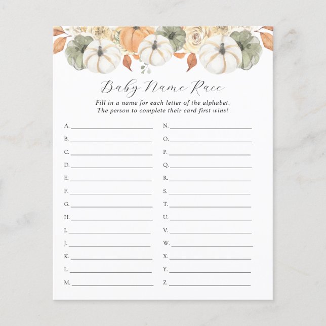 Lámina Raza Rustic Otumn Baby Name (Anverso)