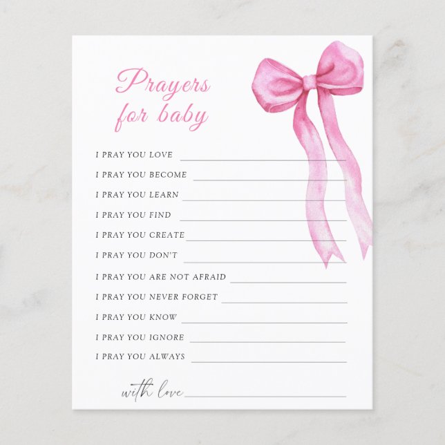 Lámina Razones de ducha de bebé con arco rosado para el b (Anverso)