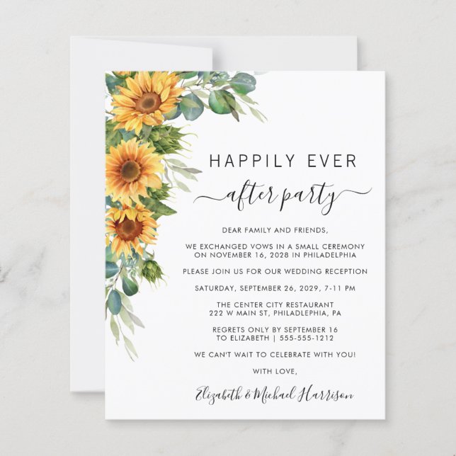 Lámina Recepción de boda de fotos de eucalipto de girasol (Anverso)