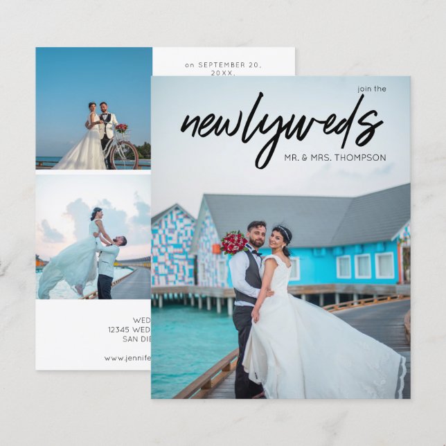 Lámina Recepción de boda para recién casados 3 B con foto (Anverso / Reverso)