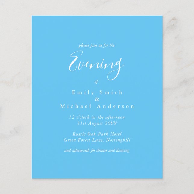 Lámina Recepción de matrimonio presupuestal Sky Blue Whit (Anverso)