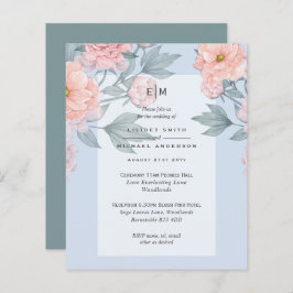 Lámina Recepción de Rubor Peach PEONIES Blue Wedding