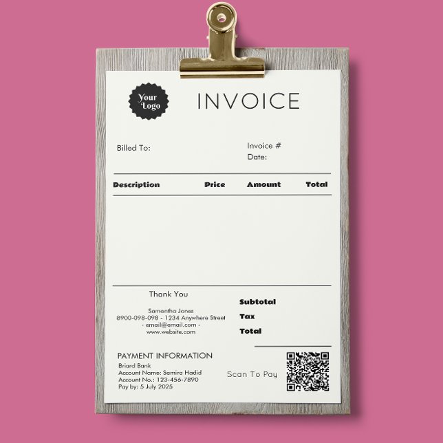 Lámina Recepción De Ventas De Facturas Comerciales En Bla (Modern Invoice Sales Receipt Small Business)
