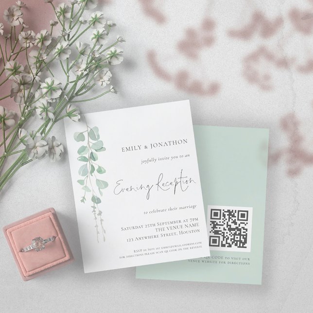 Lámina Recepción nocturna del Boda QR Eucalyptus (Front and back view)
