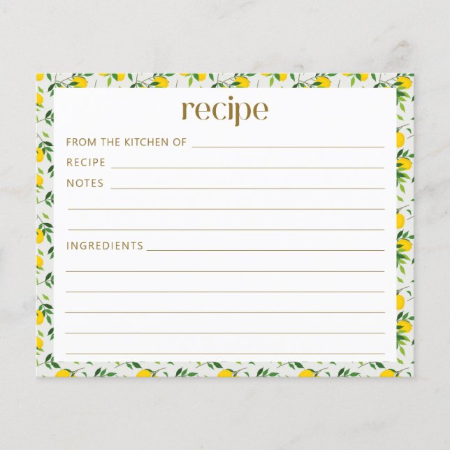Lámina Receta Boho Summer Lemon Fruit Bridal Shower (Anverso)