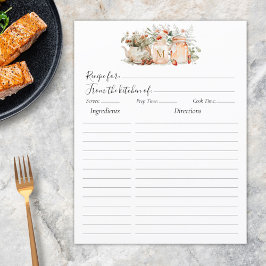 Lámina Receta botánica floral monogramada Insertar