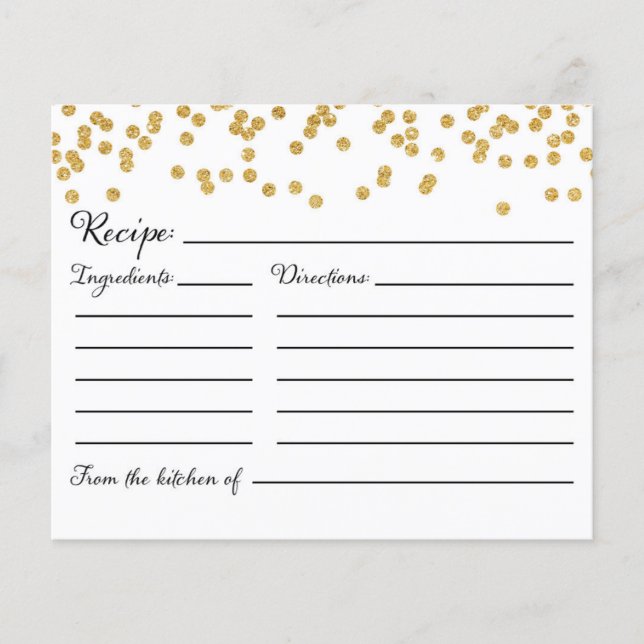 Lámina Receta CARD para la novia, la novia y la ducha de  (Anverso)