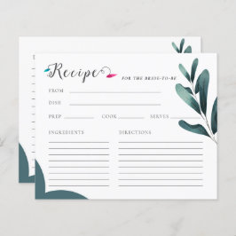 Lámina Receta de caligrafía verde forestal Ducha de novia