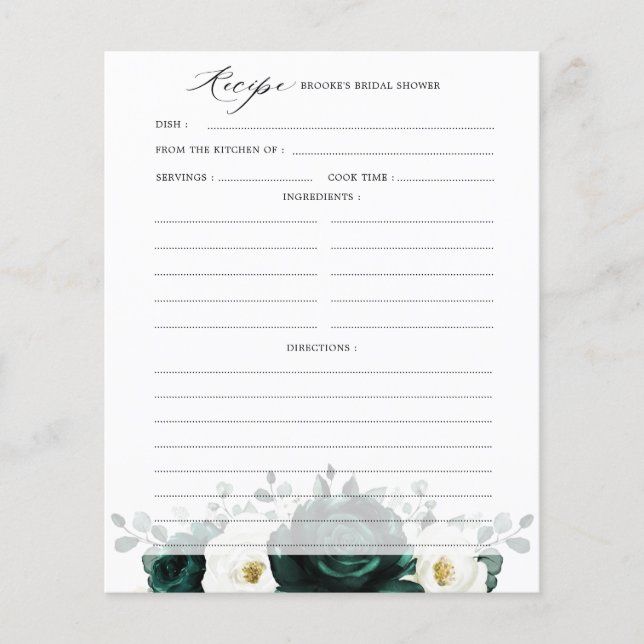 Lámina Receta de ducha de novia de eucalipto de verde esm (Anverso)