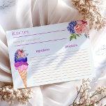 Lámina Receta de ducha de novia floral con crema de hielo<br><div class="desc">Esta única acuarela con la temática de helado la pinté mi propia en los modernos colores azul azur, crema de vainilla, melodía, borgoña, Viva Magenta y rosa de Rubor por su divertida y brillante celebración con amigos "Ella ha sido descubierta" ducha de novias. Otros artículos que coincidan con tu fiesta...</div>