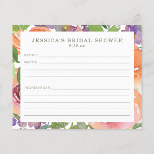 Lámina Receta de ducha nupcial floral de acuarela minimal