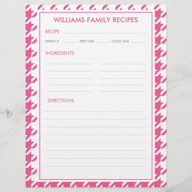 Lámina Receta de inserción de apellido Houndstooth (Anverso)