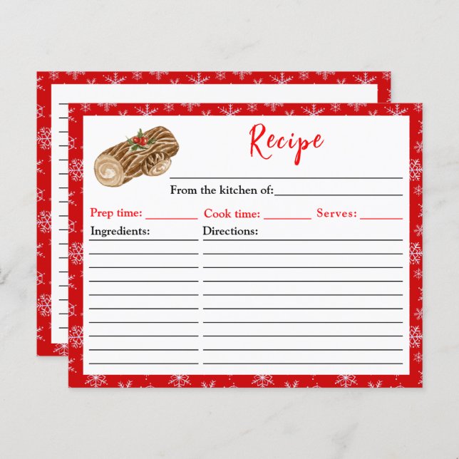 Lámina Receta de Jule Log de Navidades de Holiday Baking (Anverso / Reverso)