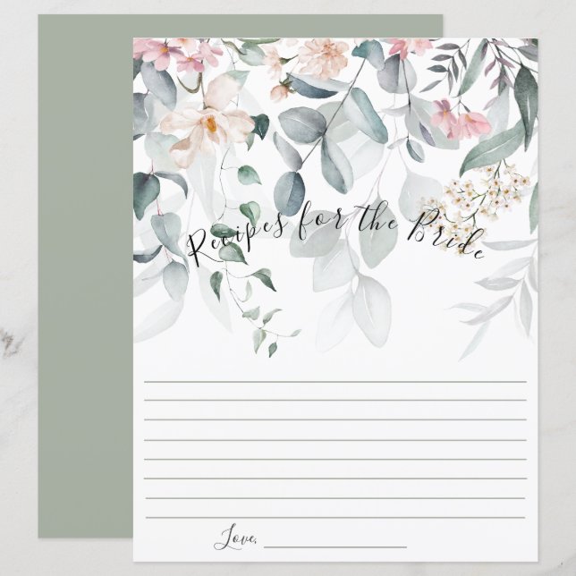 Lámina Receta de la novia floral rosa (Anverso / Reverso)