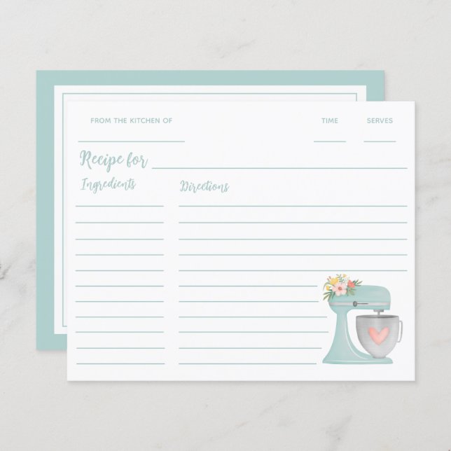 Lámina Receta de mezclador de platos de cocina floral cúr (Anverso / Reverso)