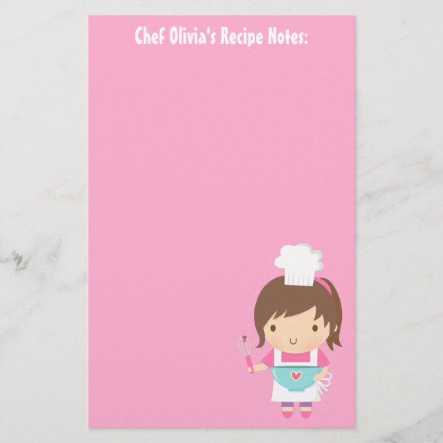Lámina Receta de niña panadera Chef Pequeña Linda (Anverso)
