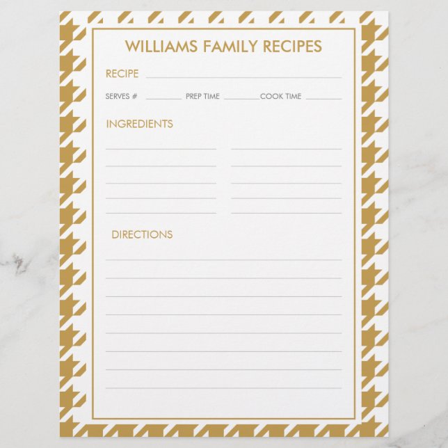 Lámina Receta de nombre de familia Houndstoth Insertar (Anverso)