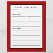 Receta de nombre de familia Insertar | Blanco y ne