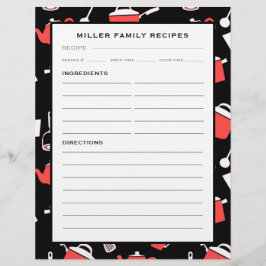 Lámina Receta de nombre de familia Insertar | Cocina negr