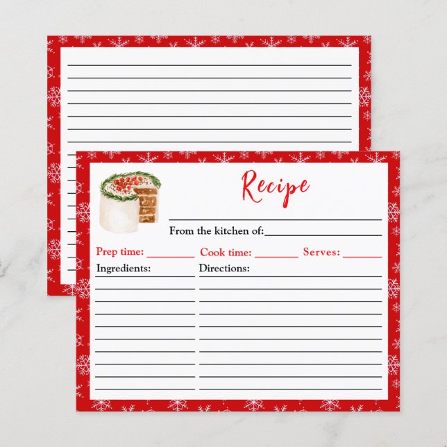 Lámina Receta de pastelería para Navidades de vacaciones (Anverso / Reverso)