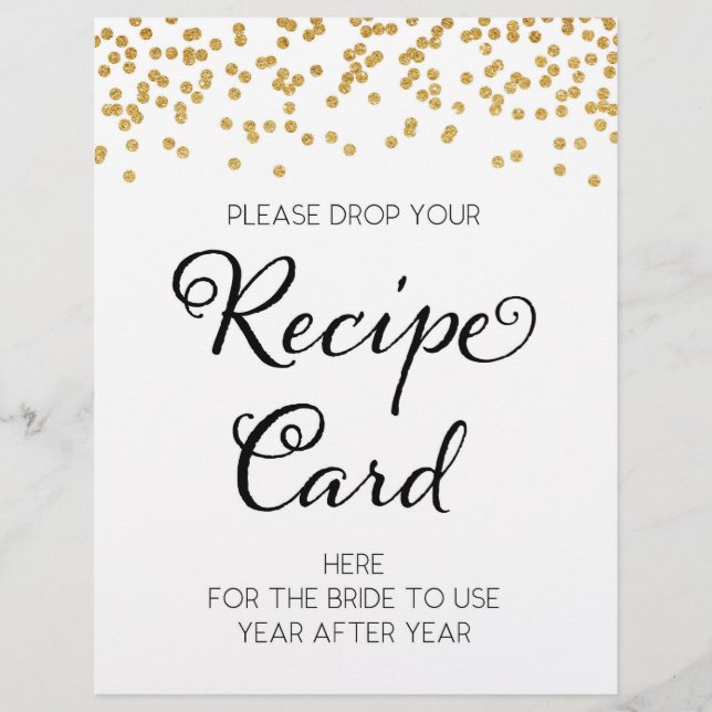 Lámina Receta de Rótulo para la ducha de novia, novia y b (Anverso)