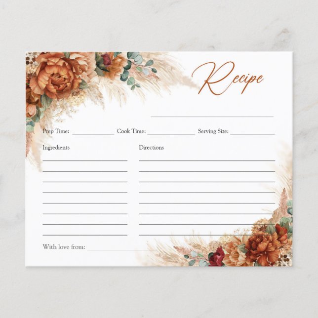 Lámina Receta de terracotta burgundy eucalyptus pampas (Anverso)