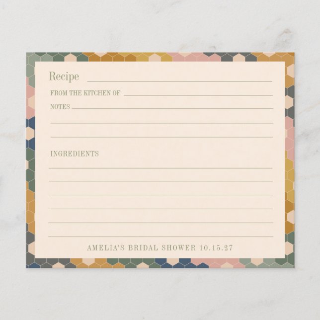 Lámina Receta del Personalizado Earthy Boho Vintage Brida (Anverso)