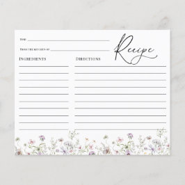 Lámina Receta Delicada Purple Wildflower Bridal Shower