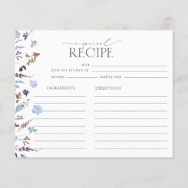 Lámina Receta Dusty Blue Wildflower Bridal Shower