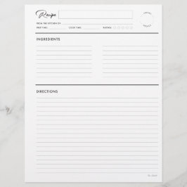 Lámina Receta en línea con notas Formato Carta blanca mod