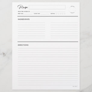 Lámina Receta en línea con notas Formato Carta blanca mod