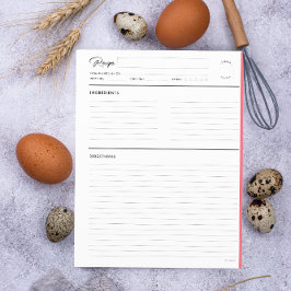 Lámina Receta en línea con notas Formato Carta rosa moder