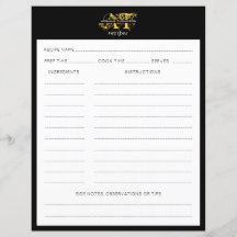 Receta monogramada moderna en negro y oro con prob