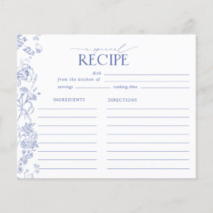 Lámina Receta nupcial floral azul y blanco victoriana fra