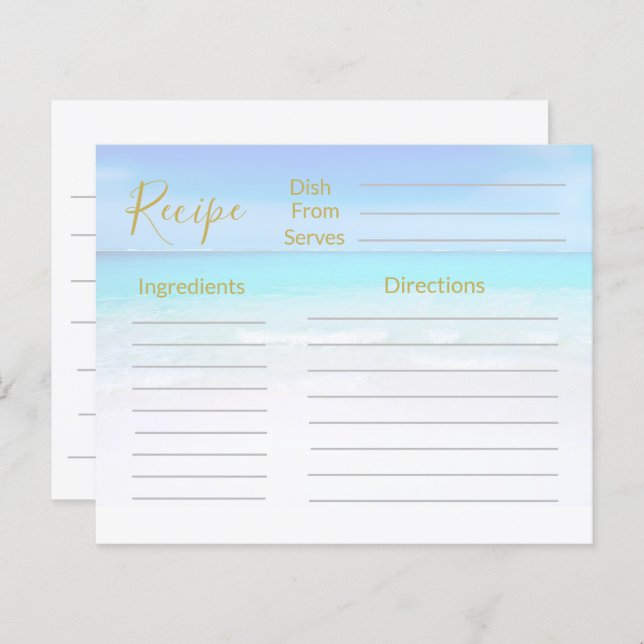 Lámina Receta Ocean Beach Sea Blue (Anverso / Reverso)