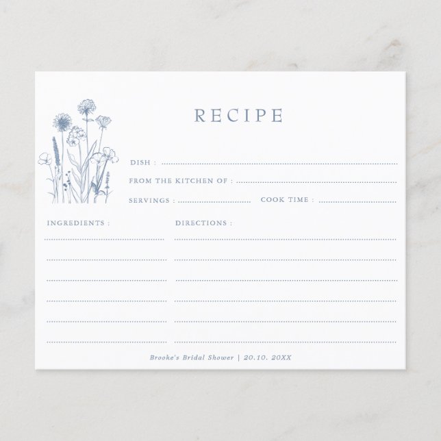 Lámina Receta simple Minimalista de ducha de novias (Anverso)