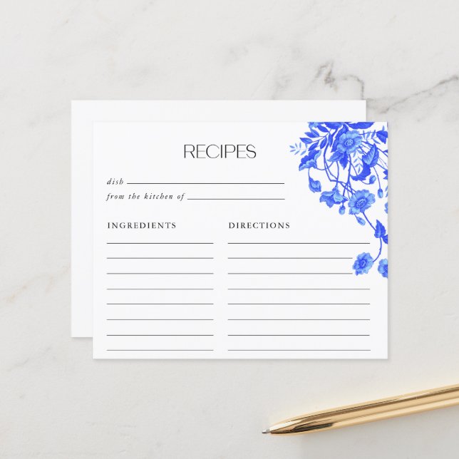 Lámina Recetas de Desayuno de Novia Floral de Toile Azul  (Anverso/Reverso In Situ)